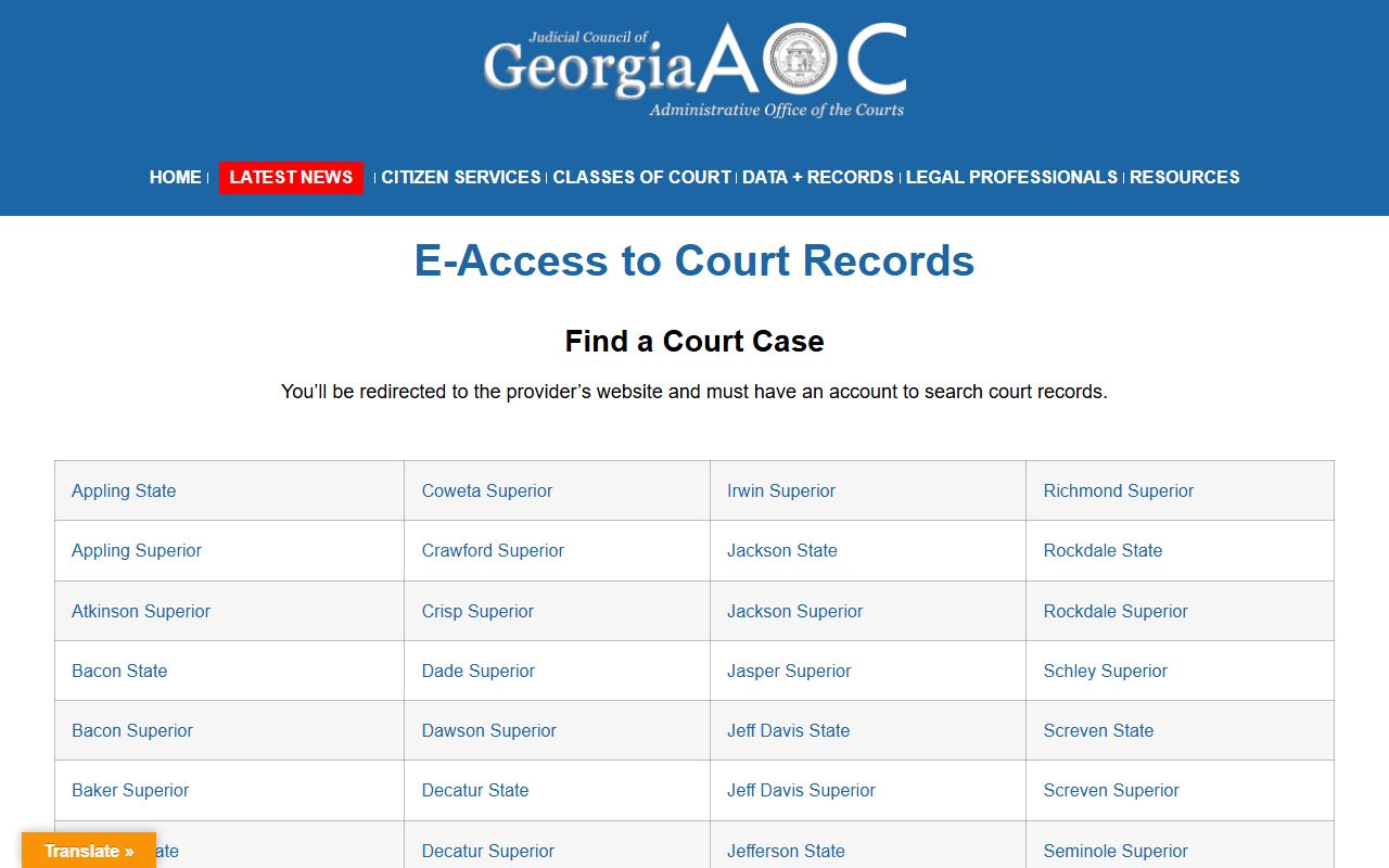 Stephens County court records Georgia Courts E-Access