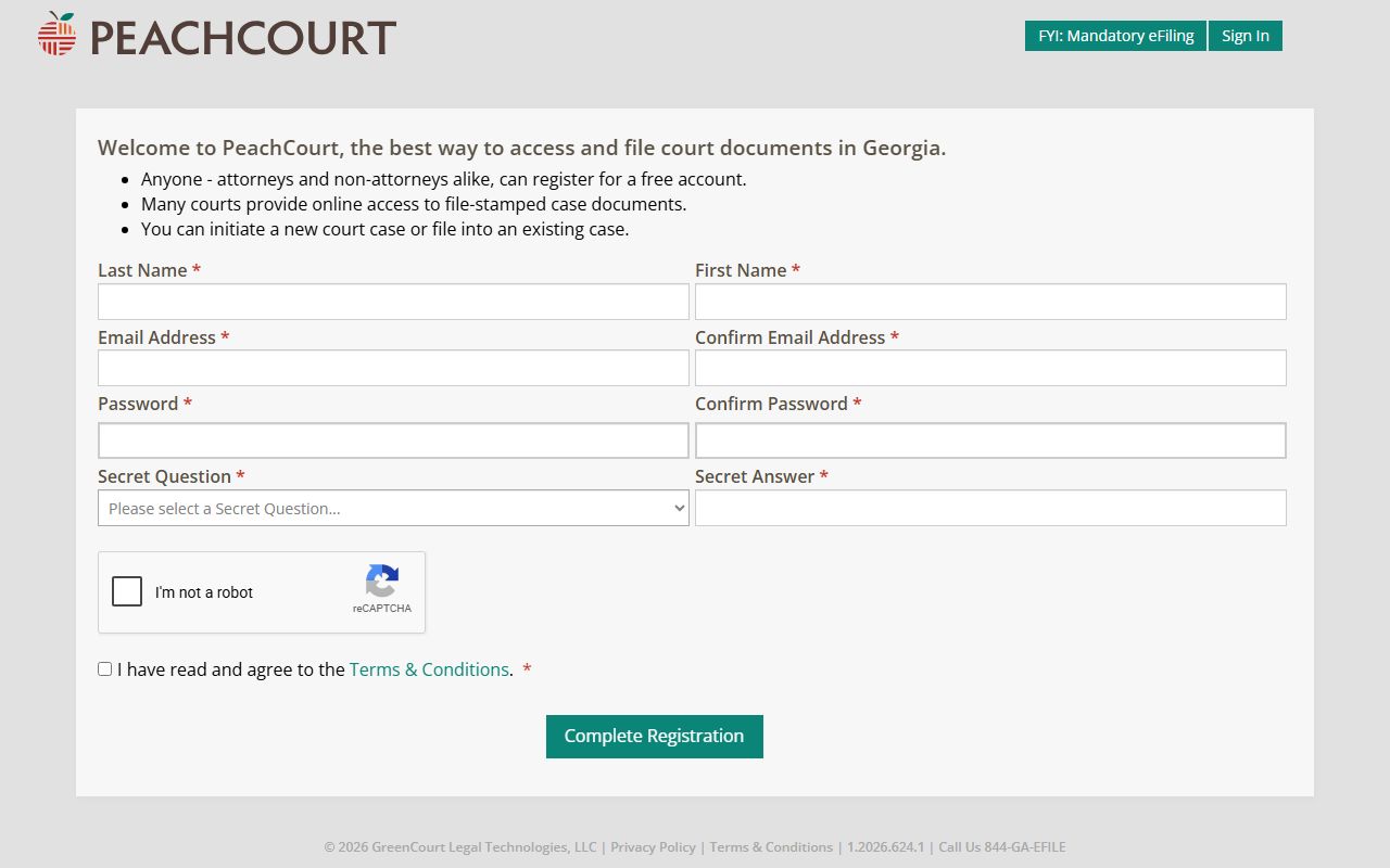 Stephens County court records PeachCourt account registration