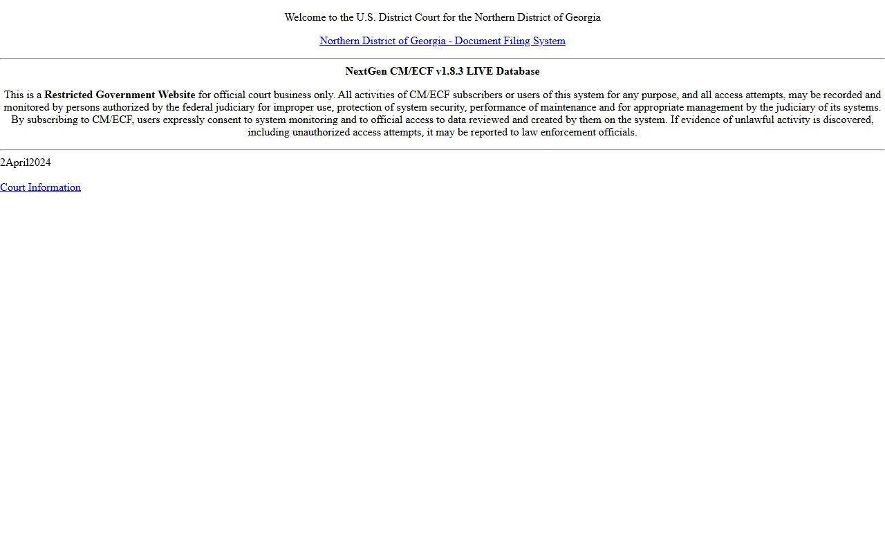 Stephens County Superior Court records CM ECF federal access